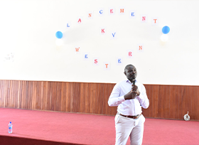 A presenter at Kifaransa Village launch, Maseno University